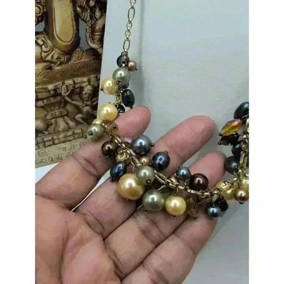 Premier Designs Multicolor Beaded Gold Chain Necklace Acrylic Beads 20" - Picture 2 of 4